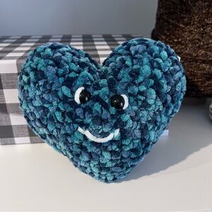 Crochet Armigurumi Multi-Colored Blue Heart Handmade by Petunias Plushie Patch
